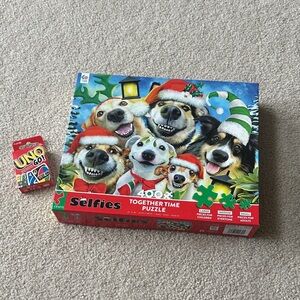 Selfies Together Time Puzzle 400 Pieces with UNO Go! - NEW